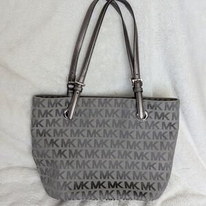 Michael Kors Metallic Gray Logo Tote